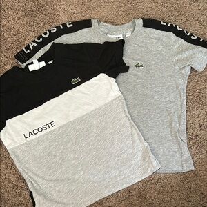 Lacoste Black and Gray Short Sleeve Tees